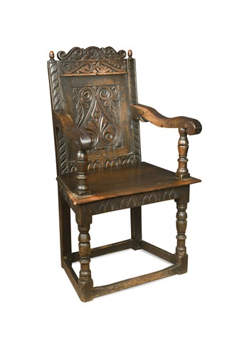 Lot 419 - A 17th Century oak wainscot chair