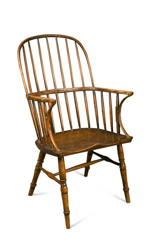Lot 417 - An 18th century ash & elm comb back chair