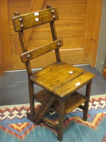Lot 369 - A Set of Elm Metamorphic Library Steps, 42cm W