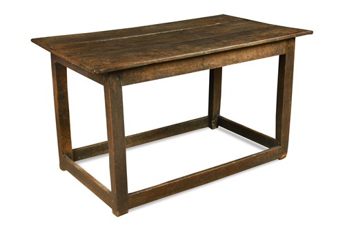 Lot 437 - A small 18th century oak plank top refectory table