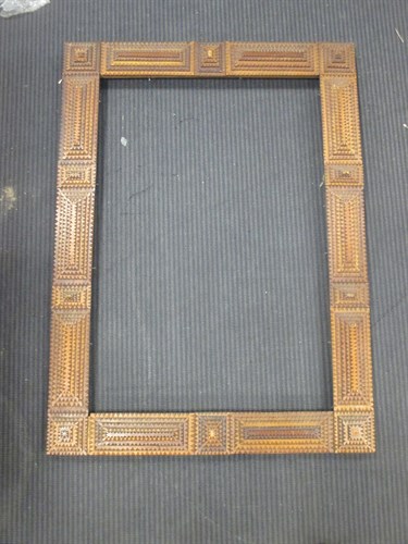 Lot 234 - A 19th century 'Tramp Art' wooden frame, 84 x...