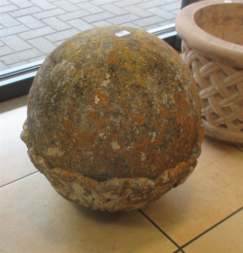 Lot 450 - A pair of composite Stone Finial Balls (2)