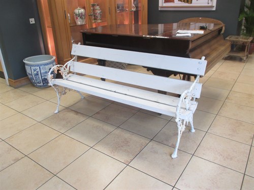 Lot 456 - A Pair of Cast Iron Painted White Wood Garden...
