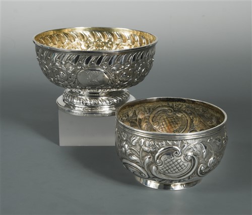 Lot 571 - Two George III silver rose bowls