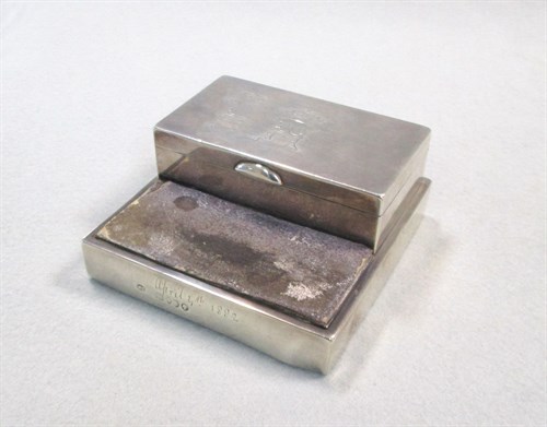 Lot 344 - A Victorian silver table match holder and strike