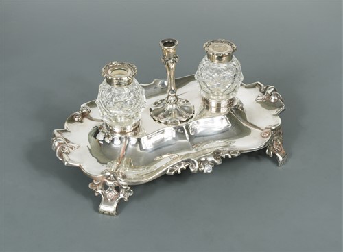 Lot 622 - A Victorian silver desk stand