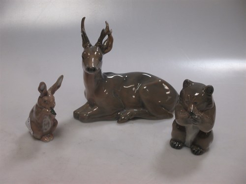 Lot 238 - A Copenhagen model of a deer, a bear and a...