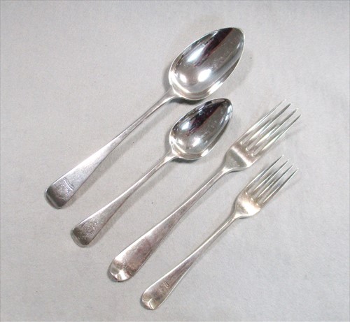 Lot 576 - A 63 piece harlequin set of mainly George III silver flatware