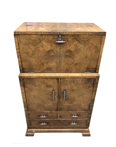 Lot 281 - An art deco walnut cocktail cabinet