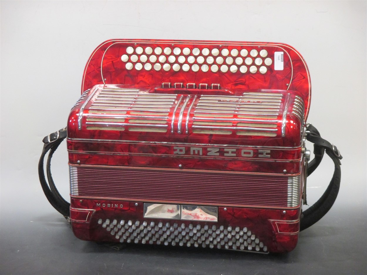 Lot 160 - A Hohner Shand Morino 46 button accordion,...