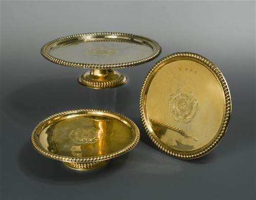 Lot 550 - A set of three William and Mary silver gilt tazze