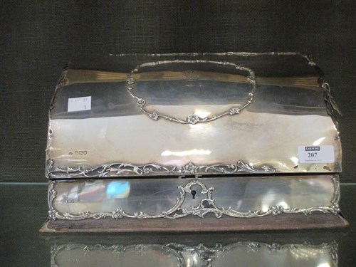 Lot 207 - A silver fronted wooden desk stationery tidy...