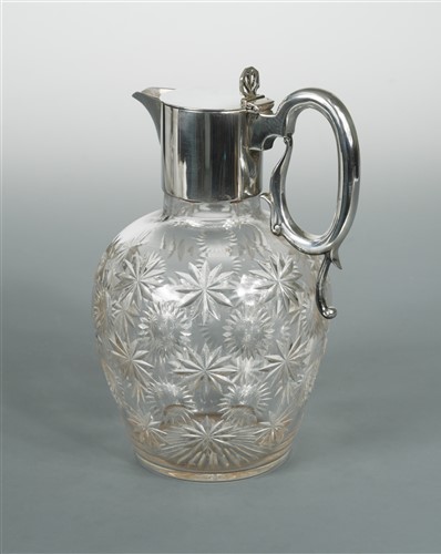 Lot 626 - A Victorian silver topped cut glass claret jug