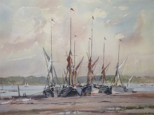 Lot 295 - David Green (British, 1951-2003) 'Barges at...