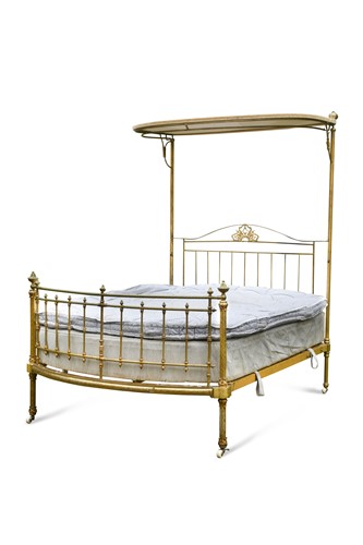 Lot 577 - A Victorian brass half tester bedstead