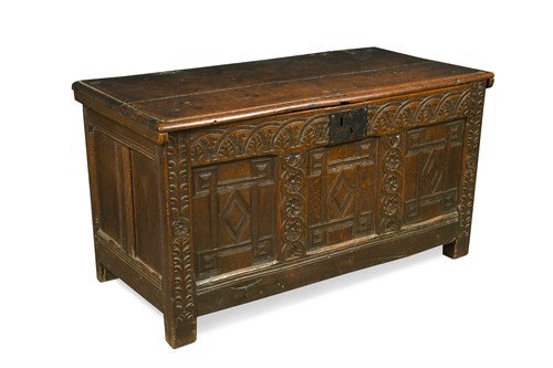 Lot 410 - A 17th Century panelled oak coffer