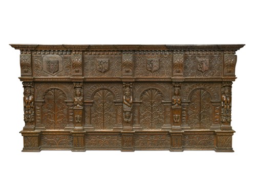 Lot 420 - A Tudor style carved oak Wainscote panel