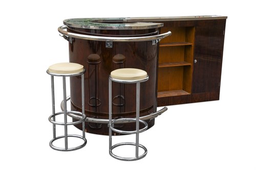 Lot 270 - An Art Deco rosewood drinks bar and four stools