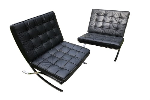 Lot 289 - After Ludwig Mies Van Der Rohe, a pair of Barcelona type chairs
