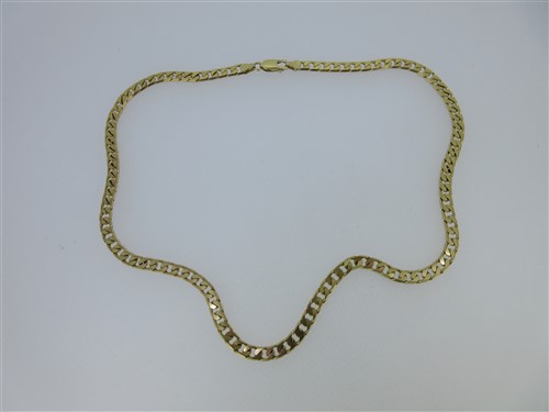 Lot 142 - A 9ct gold flat curb link chain necklace