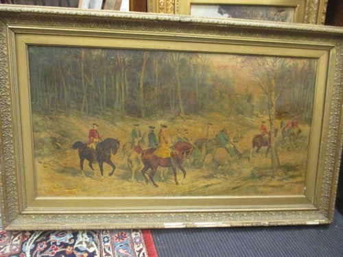 Lot 268 - Jan Chelminski, Cavalry in woodland, print;...