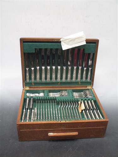 Lot 199 - An extensive oak cased canteen of...