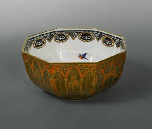 Lot 53 - Daisy Makeig-Jones for Wedgwood, a 'Coral and Bronze Moorish' Fairyland Lustre bowl