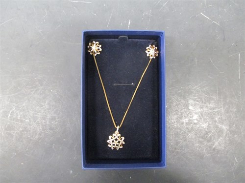 Lot 153 - A Swarovski pendant and earring suite in...