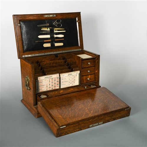 Lot 350 - A late 19th century oak correspondence case