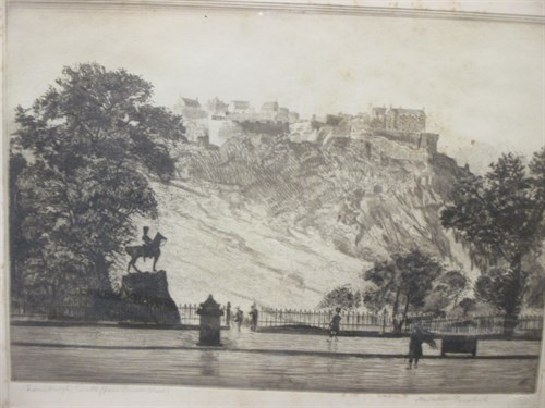 Lot 311 - R Watson Turnbull, Edinburgh Castle, signed,...