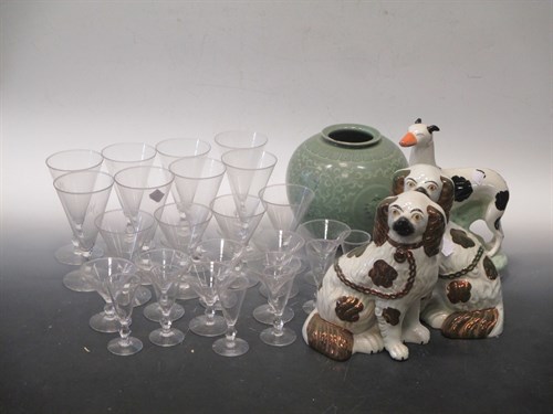 Lot 59 - A part set of conical shaped drinking glasses...