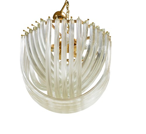 Lot 215 - A pair of Murano glass chandeliers