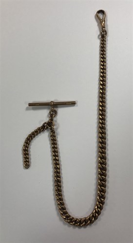 Lot 459 - An Edwardian 9ct rose gold Albert watch chain