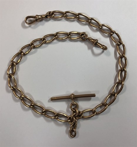 Lot 441 - An Edwardian 9ct rose gold double Albert watch chain