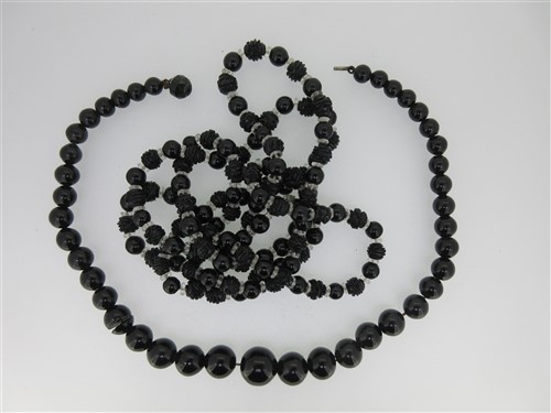 Lot 162 - Two jet bead necklaces