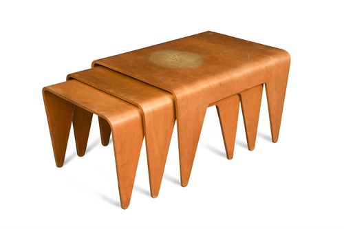 Lot 258 - Marcel Breuer (Hungarian, 1902-1981) for Isokon, an early nest of three bent plywood tables