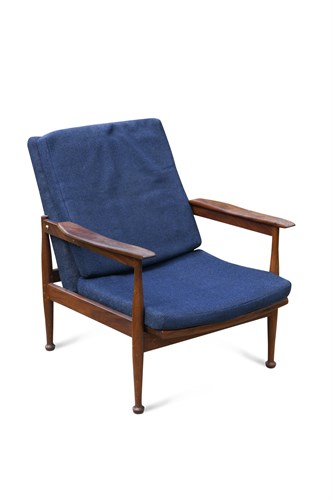 Lot 302 - A mid-20th century afromosia wood adjustable lounge chair, probably Danish
