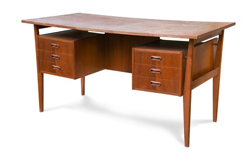 Lot 297 - A mid-20th century Danish teak desk