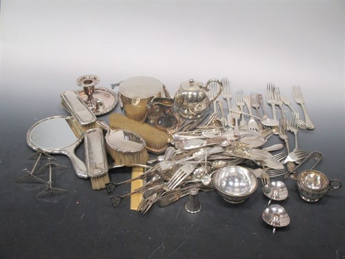 Lot 190 - A silver backed dressing table set together...