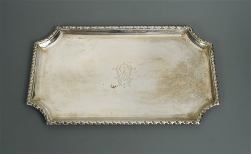 Lot 519 - A 19th century French metalwares silver dressing table tray