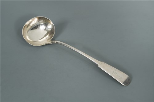 Lot 692 - Edinburgh - A George III silver soup ladle