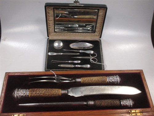 Lot 400 - A Victorian sliver capped three piece carving...