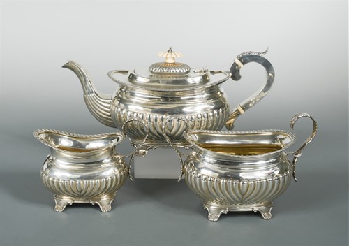 Lot 610 - A Victorian silver three piece tea set by George Unite