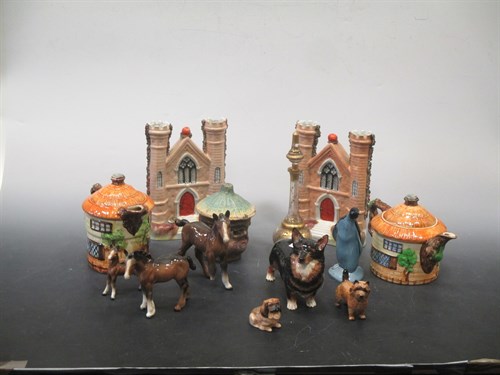 Lot 22 - A pair of Staffordshire gateway spill holders,...