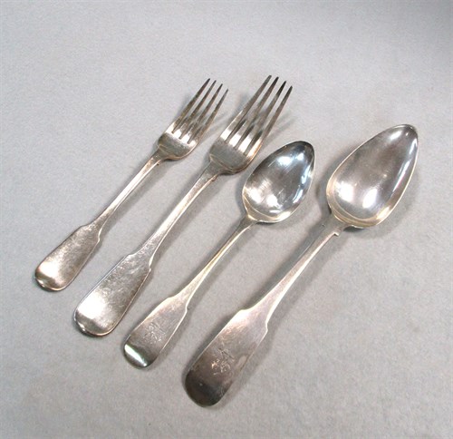 Lot 699 - Dublin - A 28 piece harlequin set of silver flatware with two additions