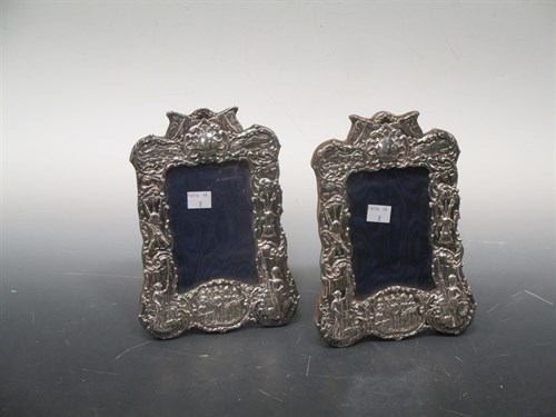 Lot 198 - A pair of Victorian silver photograph frames...