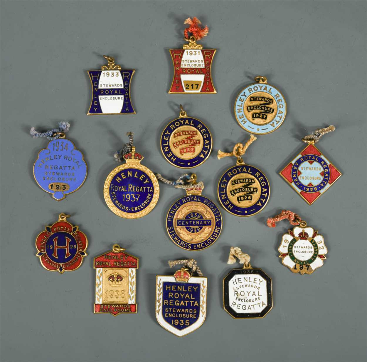 Lot 364 - A rare group of Henley Royal Regatta stewards' enclosure badges