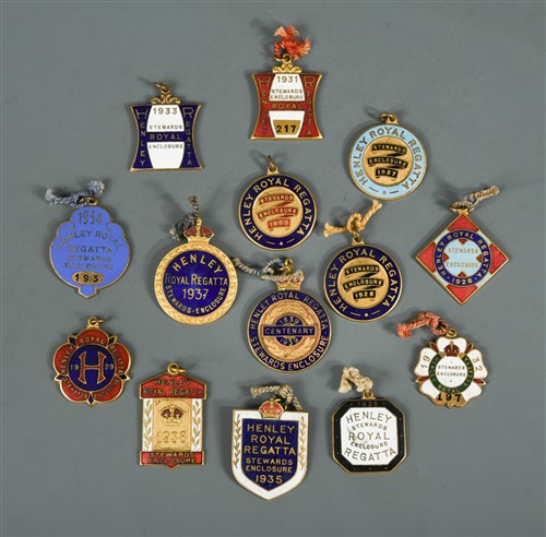 Lot 364 - A rare group of Henley Royal Regatta stewards' enclosure badges