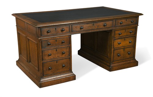 Lot 544 - A George IV oak pedestal desk