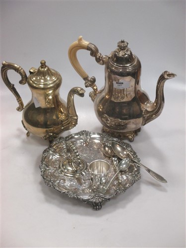 Lot 257 - A silver plated tea ware etc